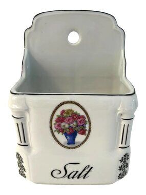 Mid-Century Victorian Design Hanging Porcelain Floral Salt Box